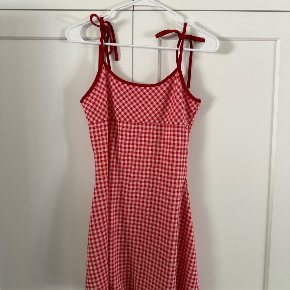 Cider Red Gingham Mini Dress